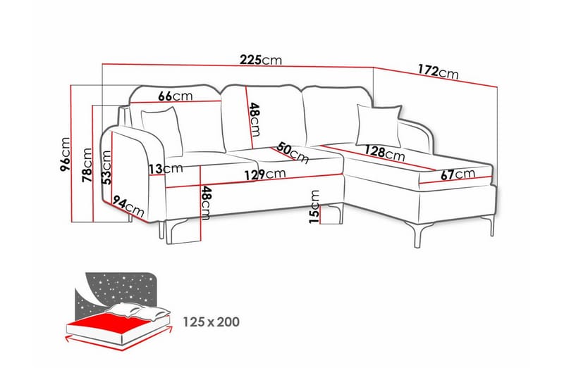 3-seters Hjørnesovesofa Knocklong - Beige - Hjørnesovesofa