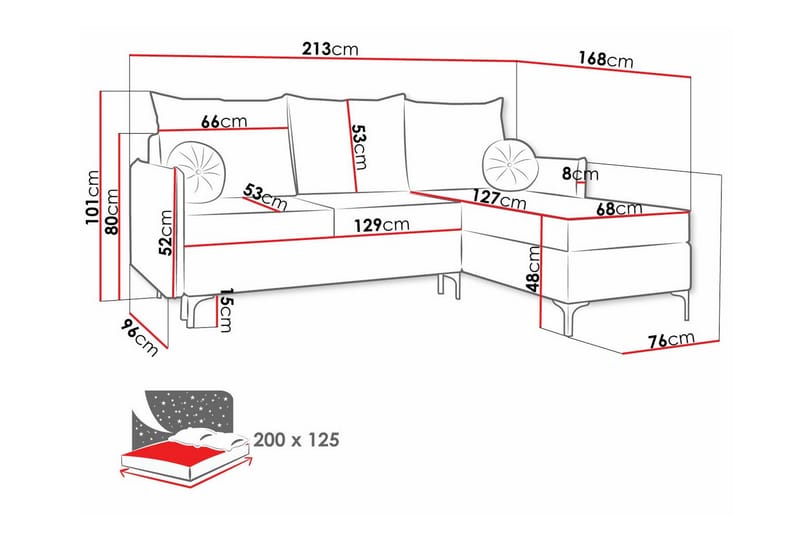 3-seters Hjørnesovesofa Knocklong - Cream - Hjørnesovesofa