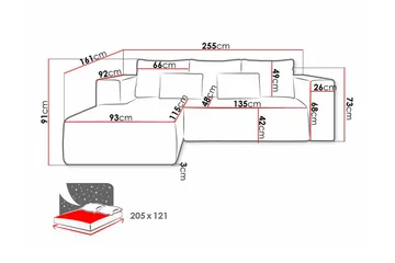 3-seters Hjørnesovesofa Listowel - Møbler - Sofaer - Sovesofaer - Hjørnesovesofa