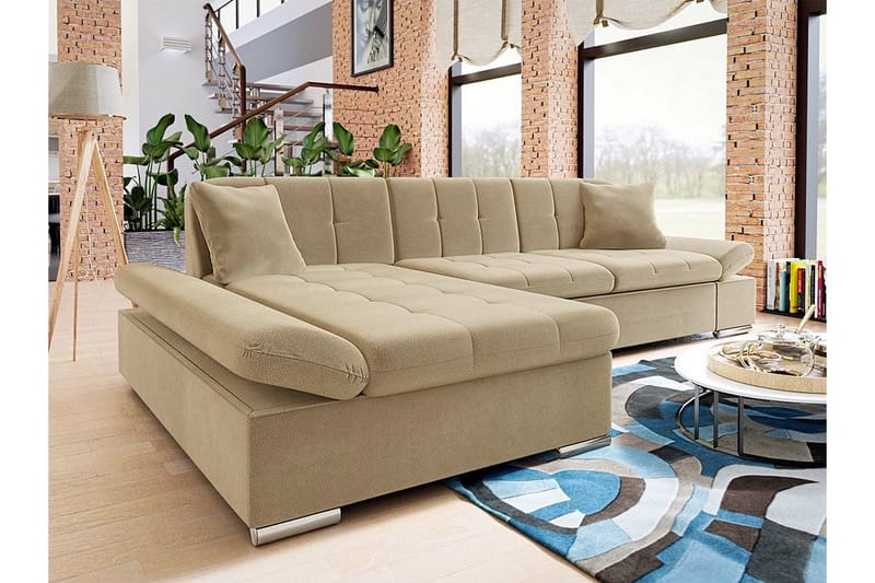 3-seters Hjørnesovesofa Lomux - Mørk Beige/Mocca - Møbler - Sofaer - Sovesofaer - Langsgående sovesofa