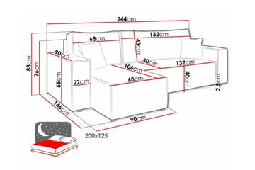 3-seters Hjørnesovesofa Magston - Rosa - Møbler - Sofaer - Sovesofaer - Hjørnesovesofa