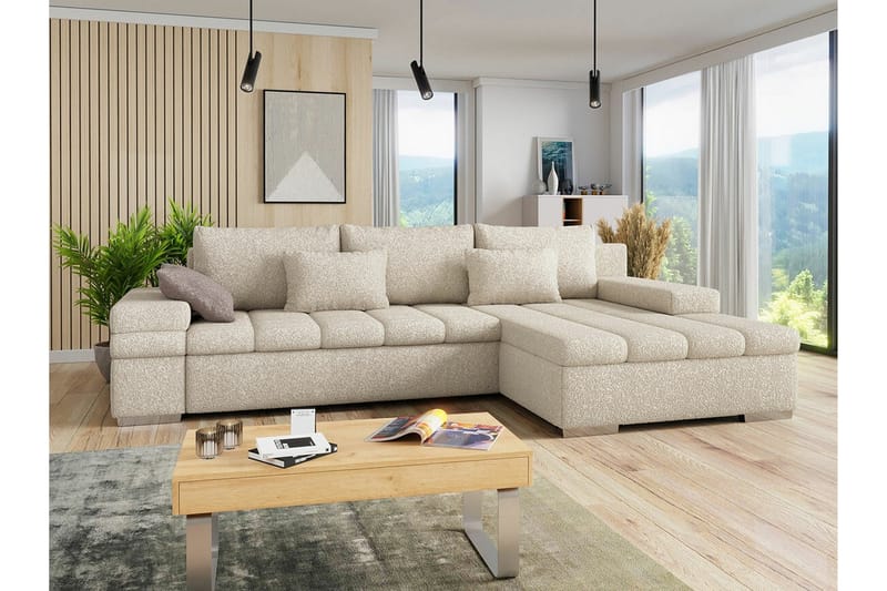 3-seters Hjørnesovesofa Naoma - Beige - Hjørnesovesofa