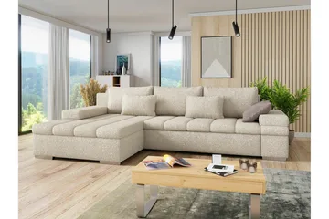 3-seters Hjørnesovesofa Naoma - Beige - Møbler - Sofaer - Sovesofaer - Sovesofa divan