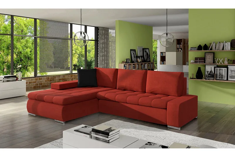 3-seters Hjørnesovesofa - Rød - Møbler - Sofaer - Sovesofaer - Hjørnesovesofa