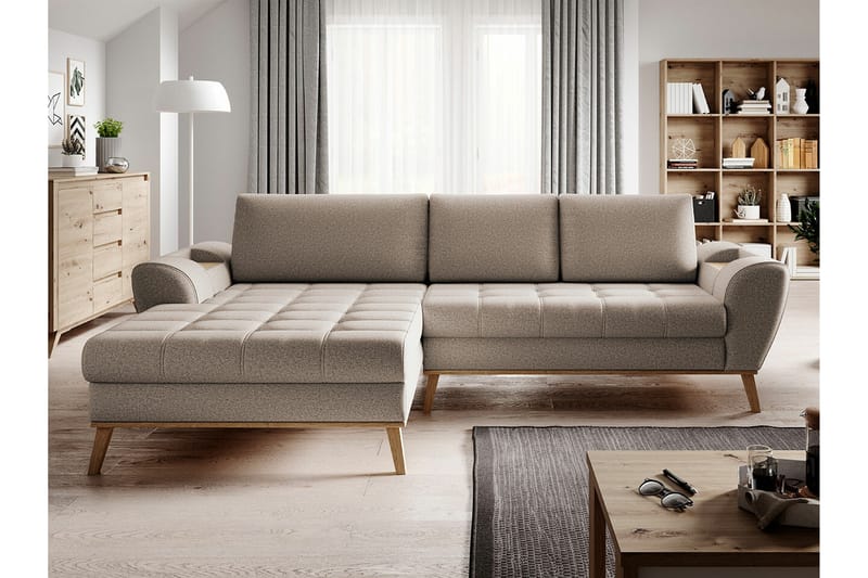 3-seters Hjørnesovesofa Rathkeale - Beige - Møbler - Sofaer - Sovesofaer - Hjørnesovesofa