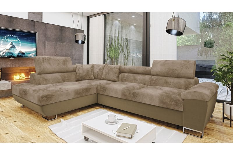 3-seters Hjørnesovesofa Reginia - Brun/Beige - Hjørnesovesofa