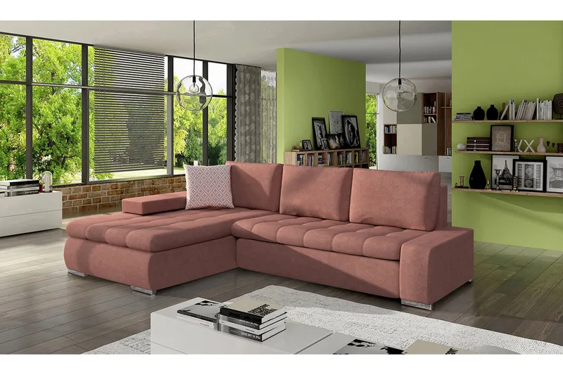 3-seters Hjørnesovesofa - Rosa - Møbler - Sofaer - Sovesofaer - Sovesofa divan