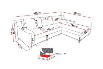 3-seters Hjørnesovesofa Talby - Beige - Møbler - Sofaer - Sovesofaer - Hjørnesovesofa