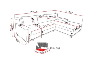 3-seters Hjørnesovesofa Talby - Lysegrå - Møbler - Sofaer - Sovesofaer - Hjørnesovesofa
