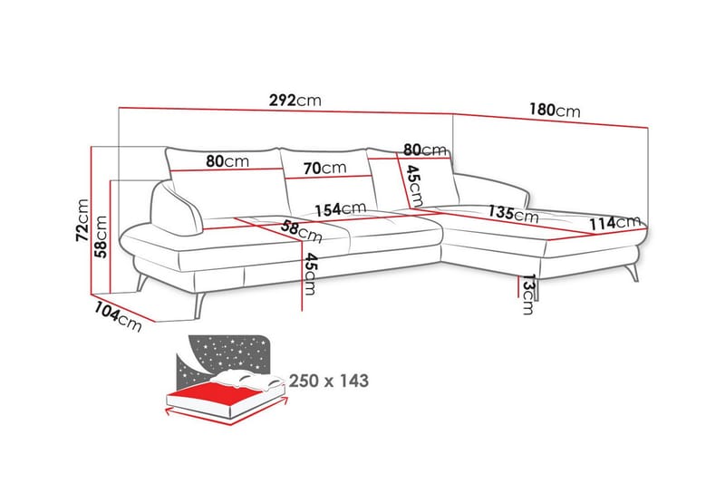 3-seters Hjørnesovesofa Telford - Beige Krem - Hjørnesovesofa