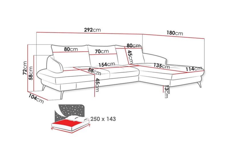 3-seters Hjørnesovesofa Telford - Beige - Hjørnesovesofa