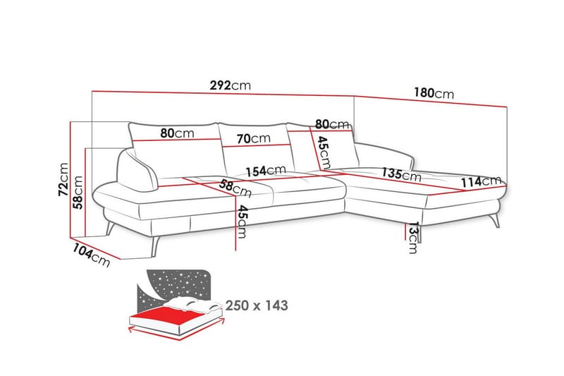 3-seters Hjørnesovesofa Telford - Beige - Hjørnesovesofa