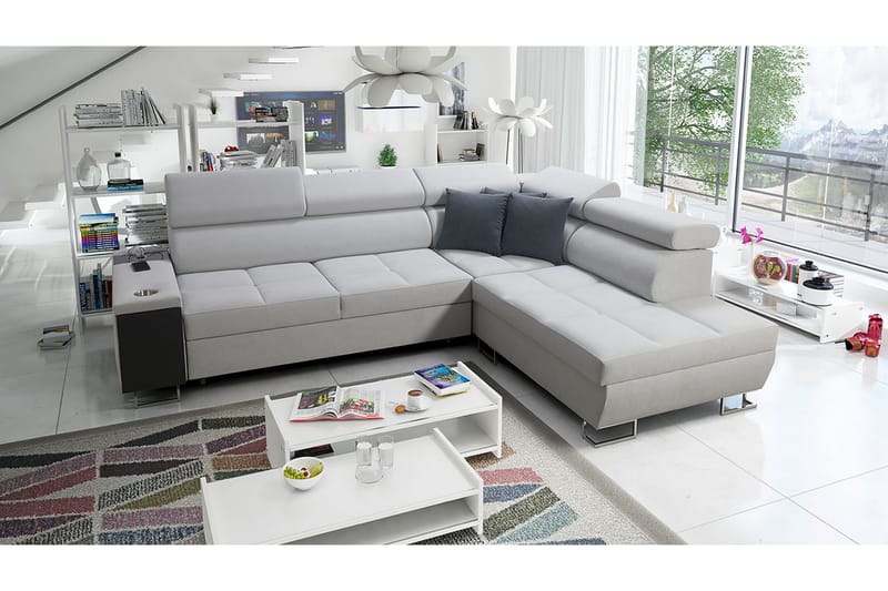 3-seters Hjørnesovesofa Torretta Høyre - Hvit - Møbler - Sofaer - Sovesofaer - Hjørnesovesofa