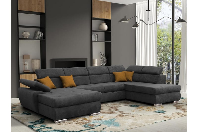 4-seters Hjørnesovesofa Abbeyfield - Mørkegrå - Møbler - Sofaer - Sovesofaer - Hjørnesovesofa