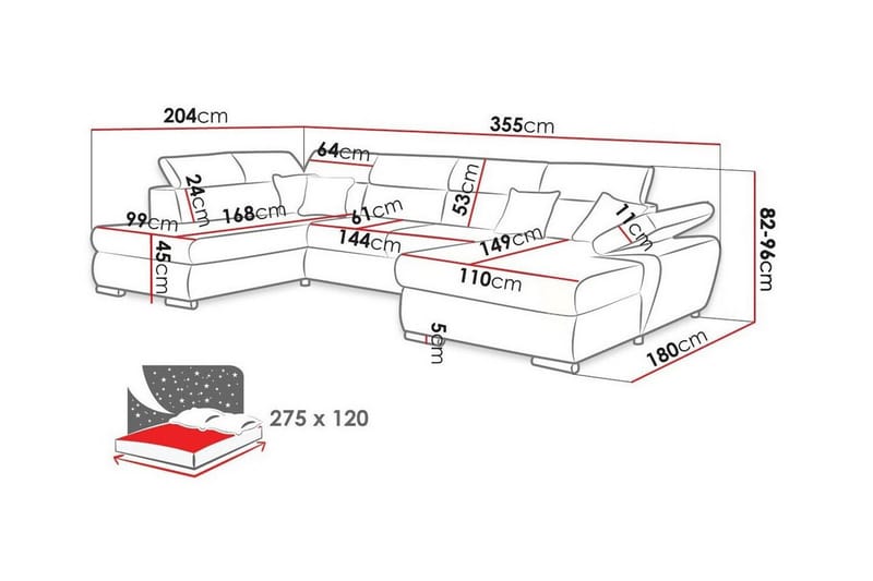 4-seters Hjørnesovesofa Abbeyfield - Mørkegrå - Møbler - Sofaer - Sovesofaer - Hjørnesovesofa