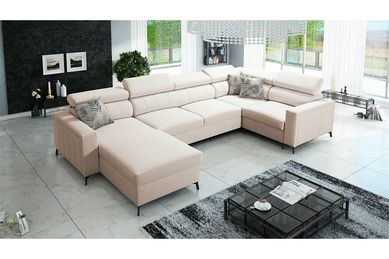 4-seters Hjørnesovesofa Galbally - Beige/Lys Beige - Hjørnesovesofa