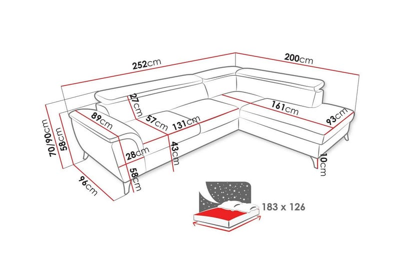 4-seters Hjørnesovesofa Graystone - Beige - Hjørnesovesofa