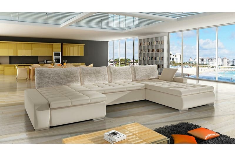 4-seters Hjørnesovesofa Kintore - Beige - Møbler - Sofaer - Sovesofaer - Hjørnesovesofa