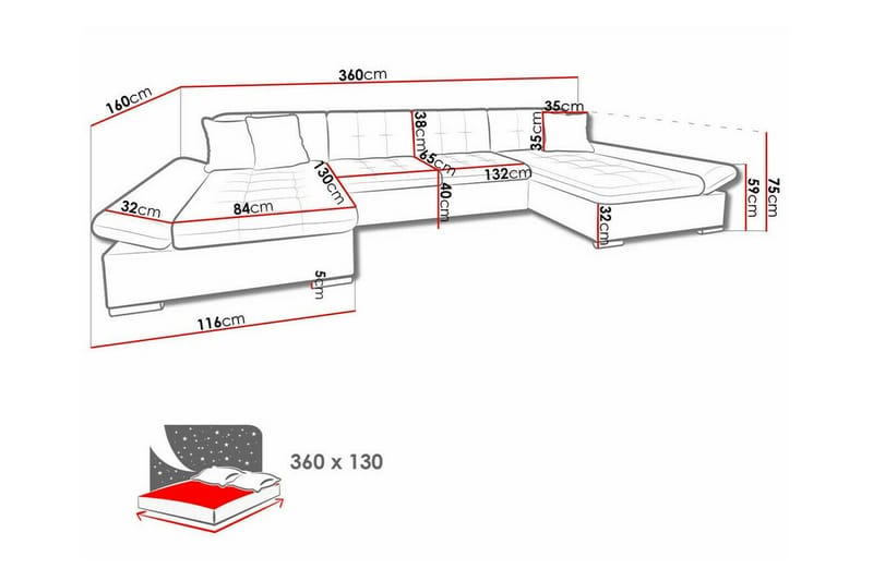 4-seters Hjørnesovesofa Kintore - Beige - Hjørnesovesofa