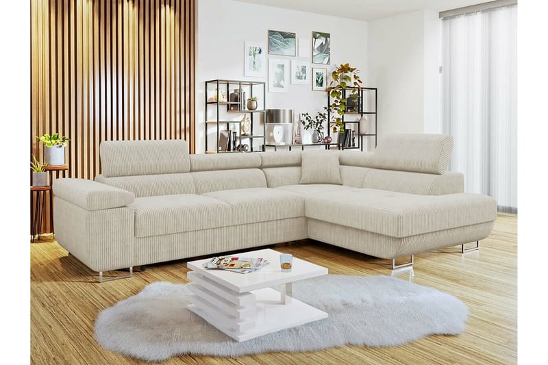 4-seters Hjørnesovesofa Kintore - Beige - Møbler - Sofaer - Sovesofaer - Langsgående sovesofa