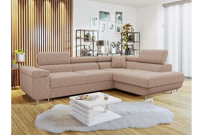 4-seters Hjørnesovesofa Kintore - Beige - Møbler - Sofaer - Sovesofaer - Langsgående sovesofa
