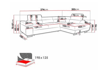 4-seters Hjørnesovesofa Kintore - Beige/Rosa - Møbler - Sofaer - Sovesofaer - Langsgående sovesofa