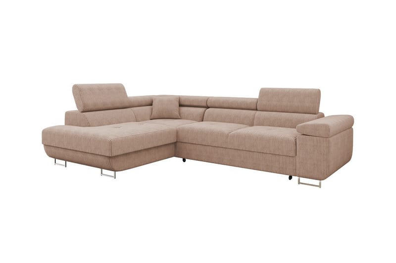 4-seters Hjørnesovesofa Kintore - Beige/Rosa - Møbler - Sofaer - Sovesofaer - Langsgående sovesofa