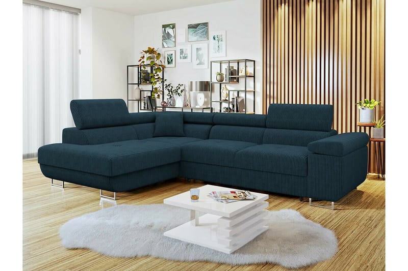 4-seters Hjørnesovesofa Kintore - Mørkeblå - Møbler - Sofaer - Sovesofaer - Langsgående sovesofa