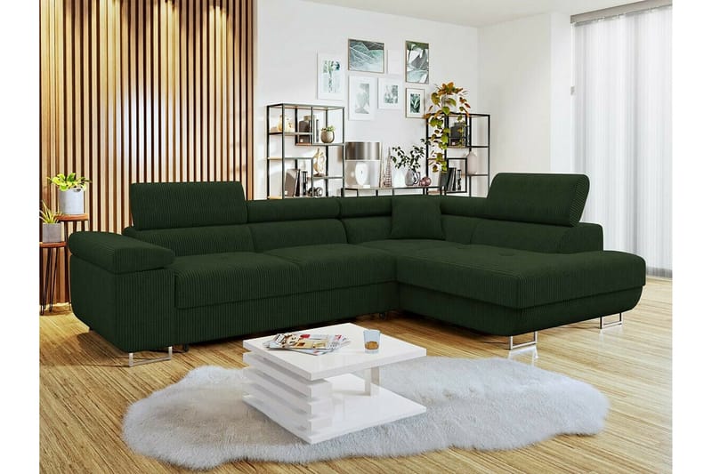4-seters Hjørnesovesofa Kintore - Mørkegrønn - Møbler - Sofaer - Sovesofaer - Langsgående sovesofa