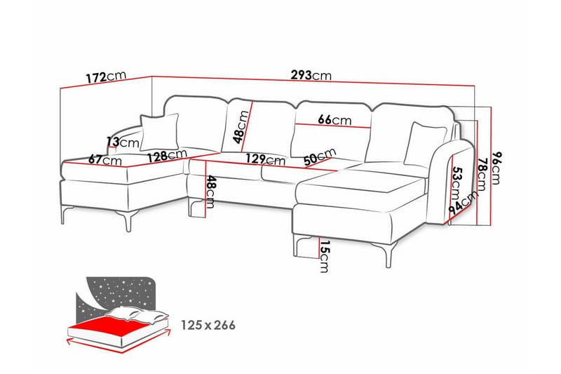 4-seters Hjørnesovesofa Knocklong - Beige - Hjørnesovesofa