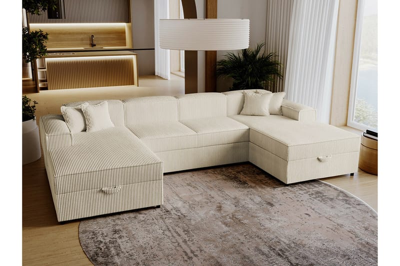 4-seters Hjørnesovesofa Knocklong - Beige/Lys Beige - Hjørnesovesofa