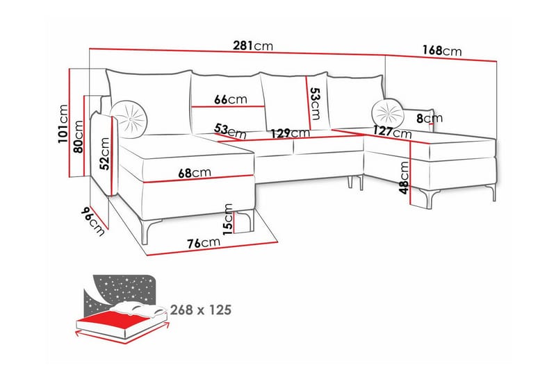 4-seters Hjørnesovesofa Knocklong - Cream - Hjørnesovesofa