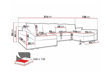 4-seters Hjørnesovesofa Midfeld - Brun - Møbler - Sofaer - Sovesofaer - Langsgående sovesofa