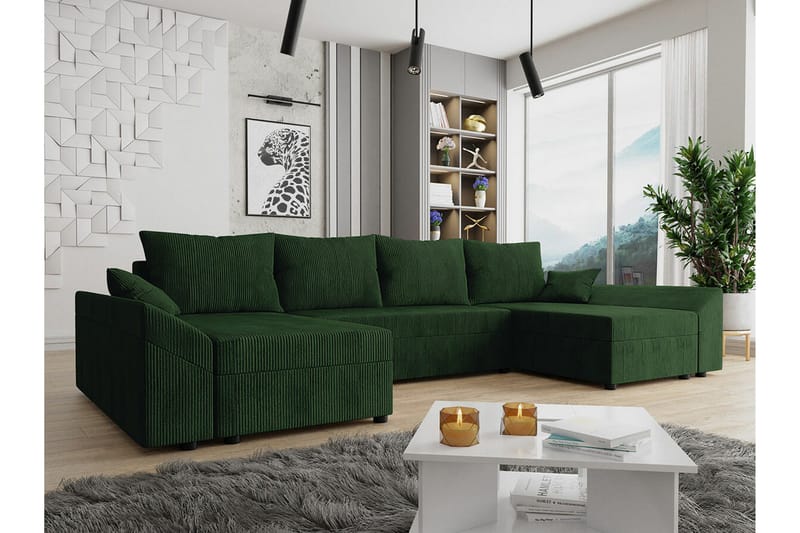 4-seters Hjørnesovesofa Midfeld - Mørkegrønn - Møbler - Sofaer - Sovesofaer - U sovesofa