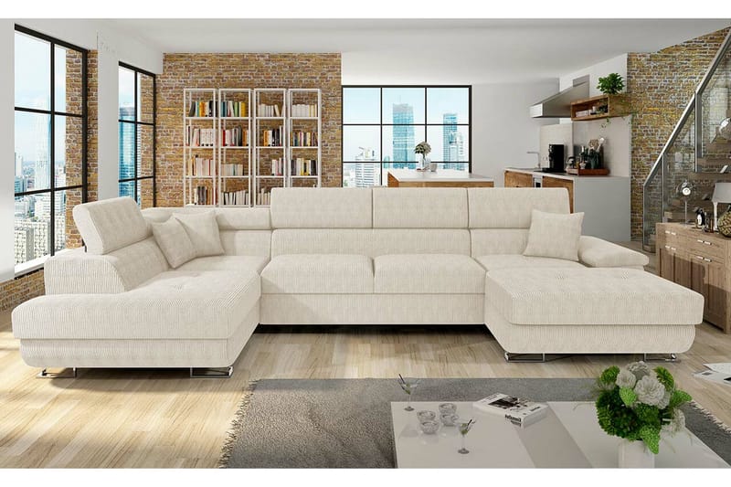 4-seters Hjørnesovesofa Reginia - Beige/Lys Beige - Hjørnesovesofa