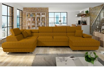 4-seters Hjørnesovesofa Reginia - Mørkegul - Møbler - Sofaer - Sovesofaer - Hjørnesovesofa