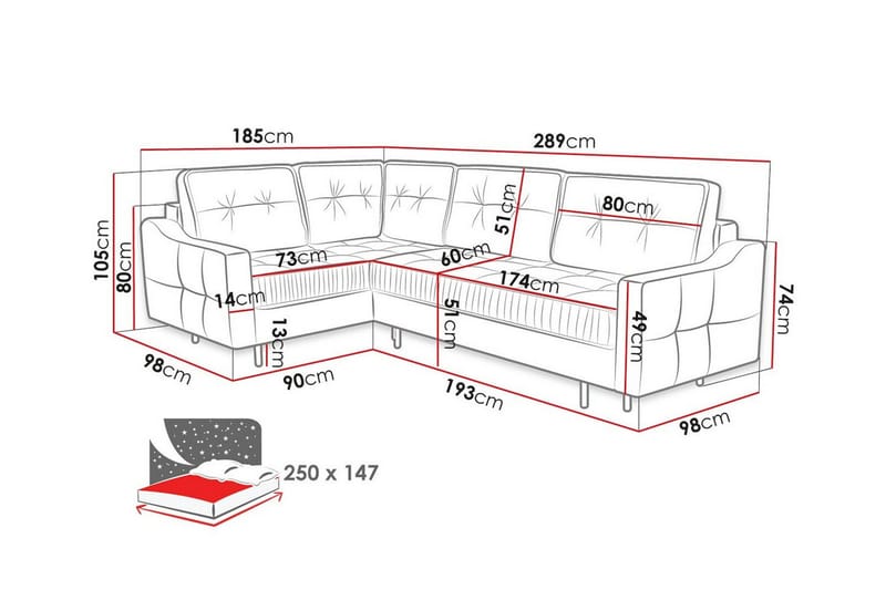 4-seters Hjørnesovesofa Tregaron - Beige - Hjørnesovesofa