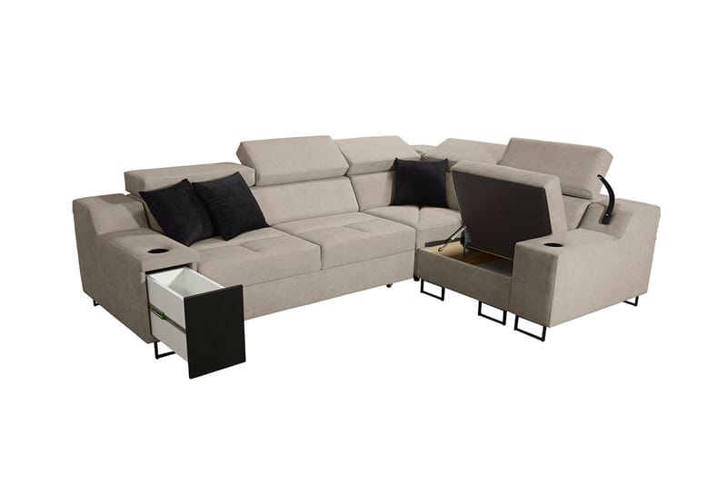 4-seters Sovesofa Høyre - Beige - Hjørnesovesofa