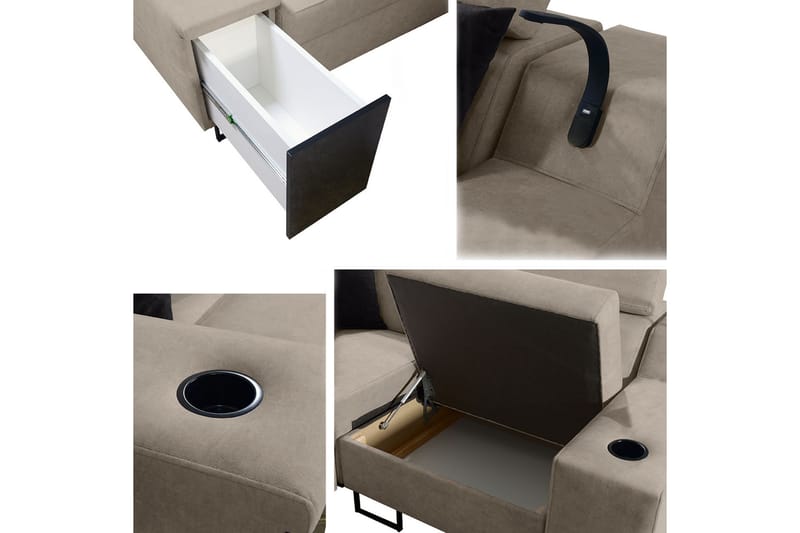4-seters Sovesofa Høyre - Beige - Møbler - Sofaer - Sovesofaer - Hjørnesovesofa