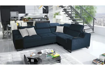 4-seters Sovesofa Høyre - Blå - Møbler - Sofaer - Sovesofaer - Hjørnesovesofa