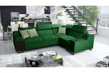 4-seters Sovesofa Høyre - Grønn - Møbler - Sofaer - Sovesofaer - Hjørnesovesofa