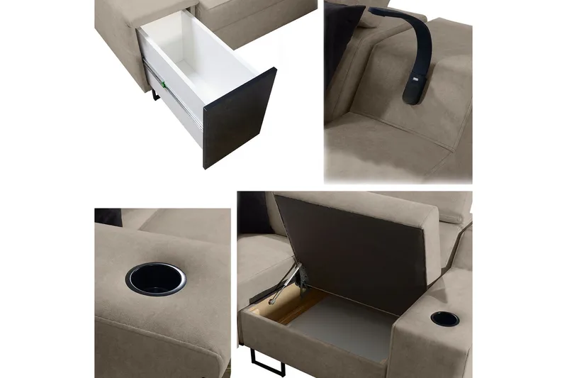 4-seters Sovesofa Venstre - Svart - Møbler - Sofaer - Sovesofaer - Hjørnesovesofa