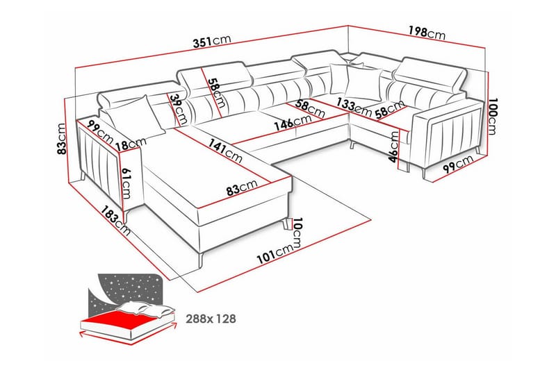 5-seters Hjørnesovesofa Galbally - Beige - Hjørnesovesofa