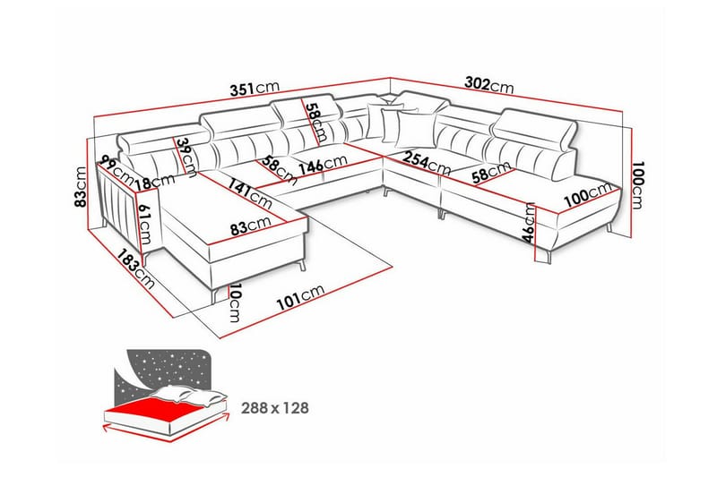 5-seters Hjørnesovesofa Galbally - Beige - Hjørnesovesofa