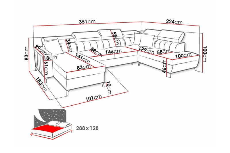 5-seters Hjørnesovesofa Galbally - Beige/Lys Beige - Hjørnesovesofa