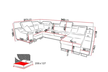 5-seters Sovesofa Høyre - Beige - Møbler - Sofaer - Sovesofaer - Hjørnesovesofa