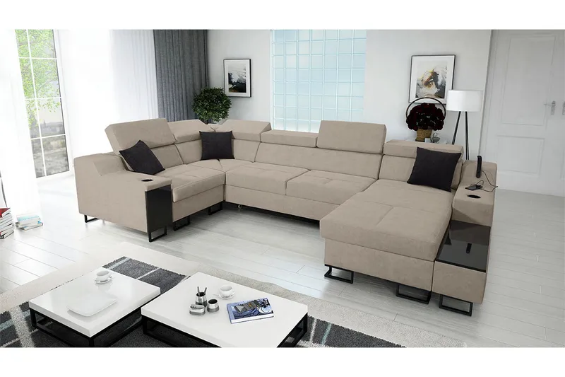 5-seters Sovesofa Høyre - Beige - Møbler - Sofaer - Sovesofaer - Hjørnesovesofa