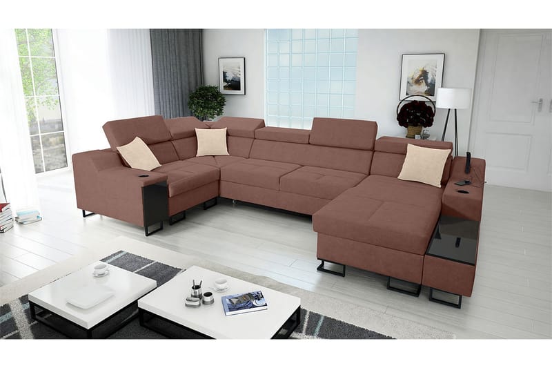 5-seters Sovesofa Høyre - Rosa - Møbler - Sofaer - Sovesofaer - Hjørnesovesofa