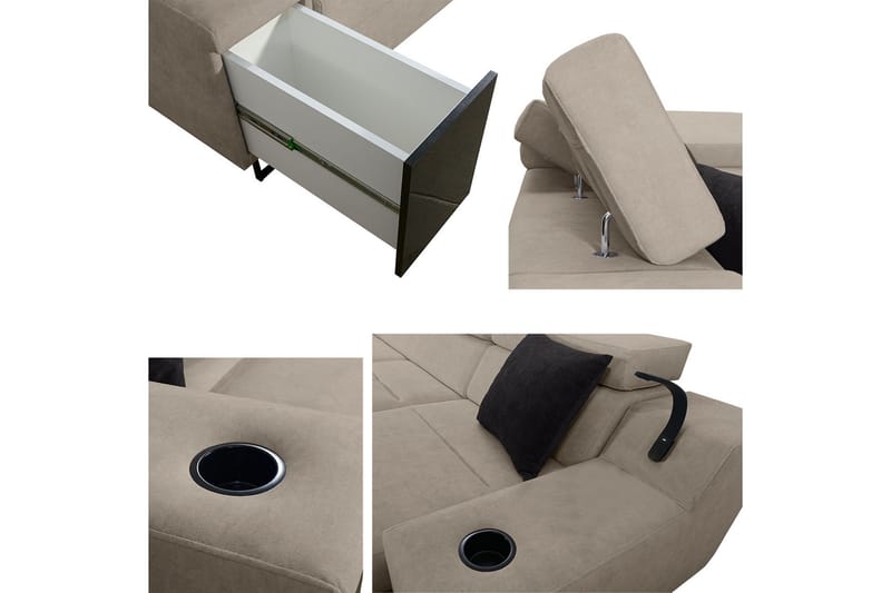 5-seters Sovesofa Venstre - Beige - Møbler - Sofaer - Sovesofaer - Hjørnesovesofa