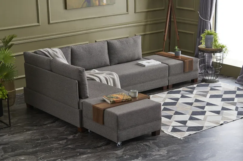 Algeria Sovesofa Venstre - Grå - Møbler - Sofaer - Sovesofaer - Hjørnesovesofa